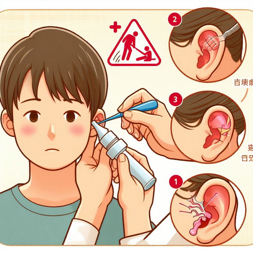 正しい耳掃除の方法を示す図